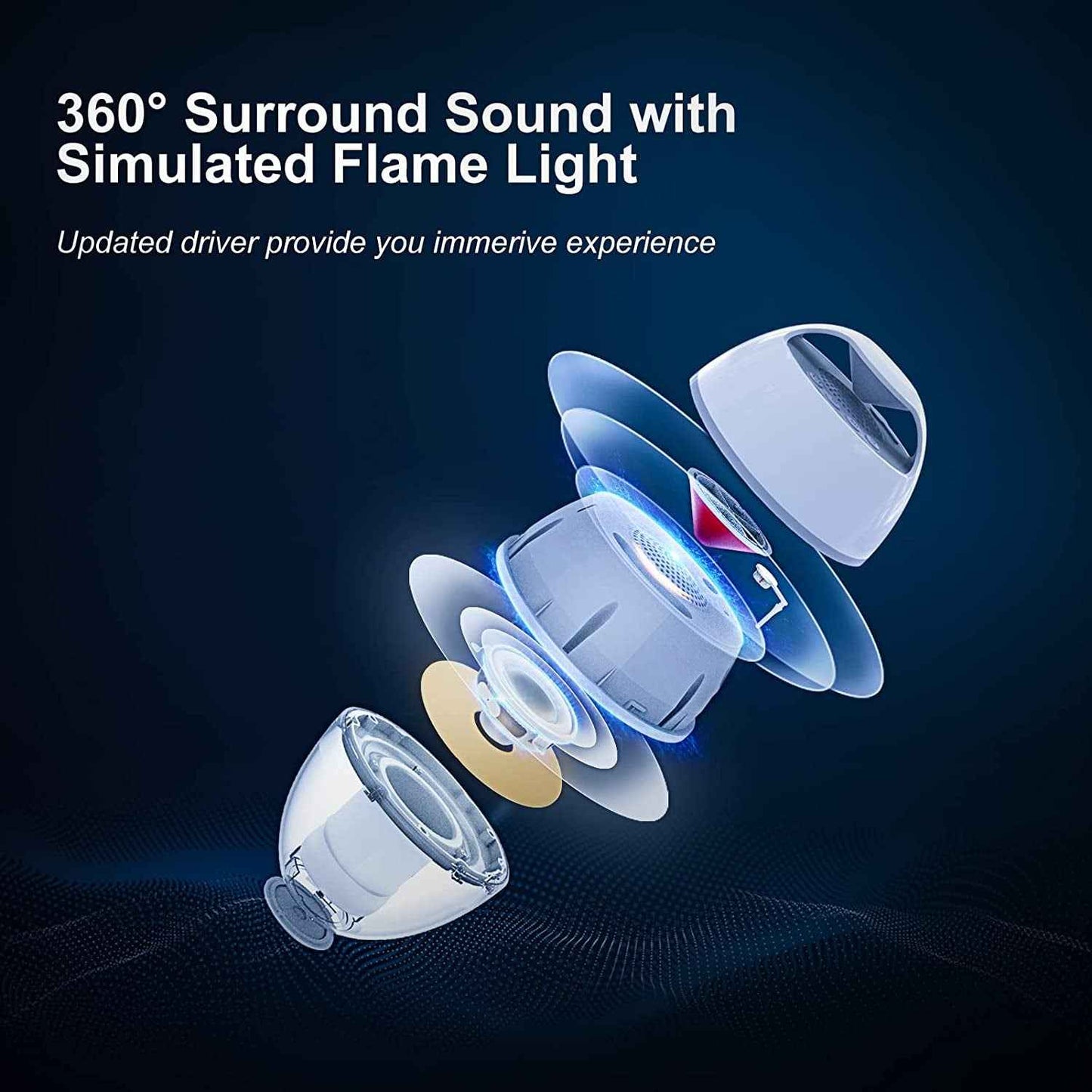 LED Flame Floating Bluetooth Speaker for Pool, IP68 Waterproof, Hot Tub with Rich Bass, HD Stereo Sound, Hands-Free Portable for Outdoor - BINZAAR