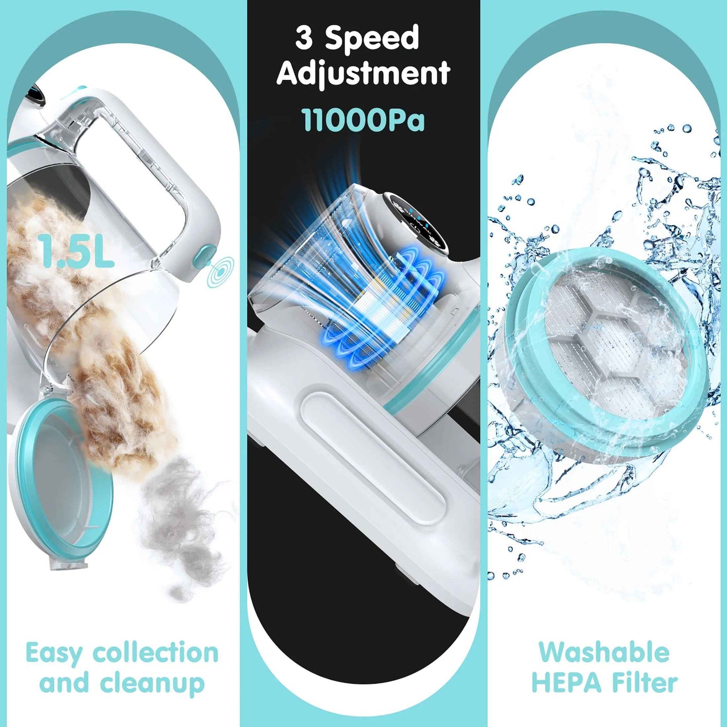 Professional 6-In-1 Dog Grooming Vacuum Kit - 11000PA High Suction & 1.5L Large Capacity | 99% Hair Removal with Complete Grooming Tools | High Suction Pet Vacuum for Professional Grooming - BINZAAR
