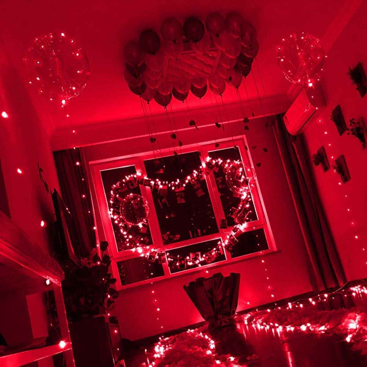 6/12Pcs LED Light up Balloons Transparent Bobo Balloon for Valentines Day Decor