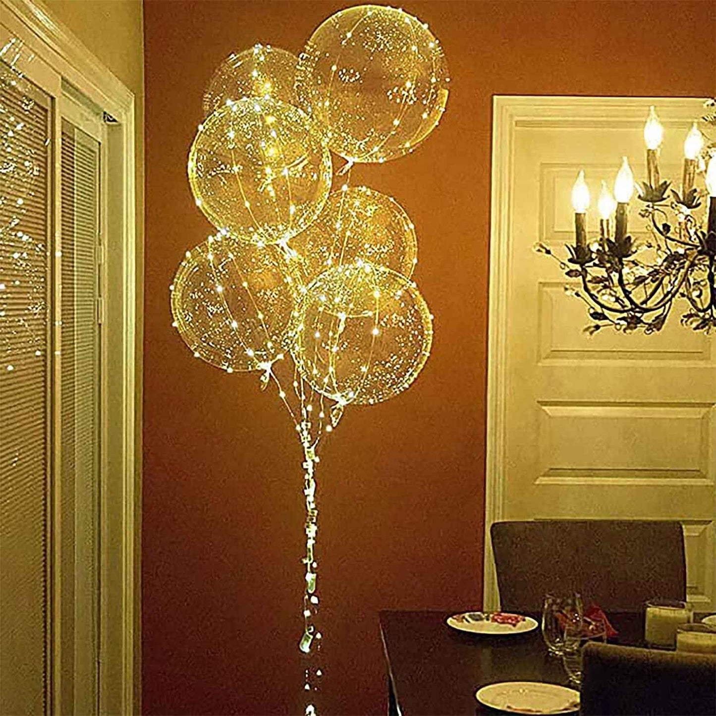 6/12Pcs LED Light up Balloons Transparent Bobo Balloon for Valentines Day Decor