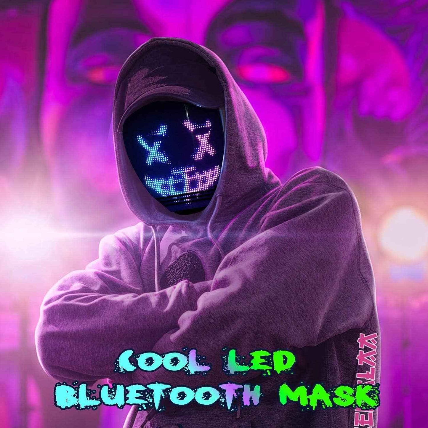 Led Light up Mask with Bluetooth Programmable,Digital Electronic Rave Shining Mask,Transforming Led Luminou Mask - BINZAAR