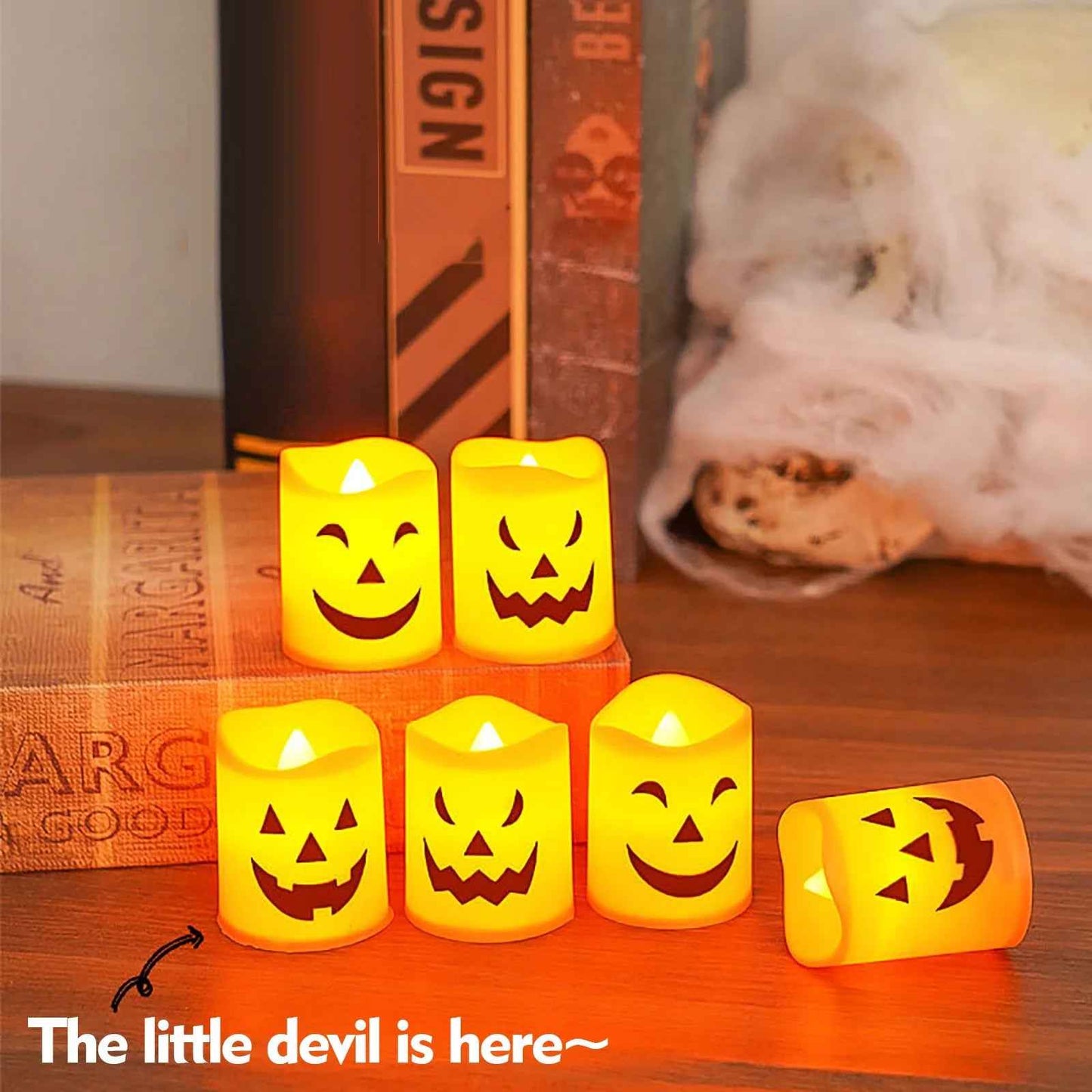Halloween Flameless Candles, Battery Operated LED Flickering Battery Pillar Candles, Spooky Fall Halloween Festival Party Decoration for Indoor Halloween Decorations Home Halloween Decor, 6Pcs - BINZAAR