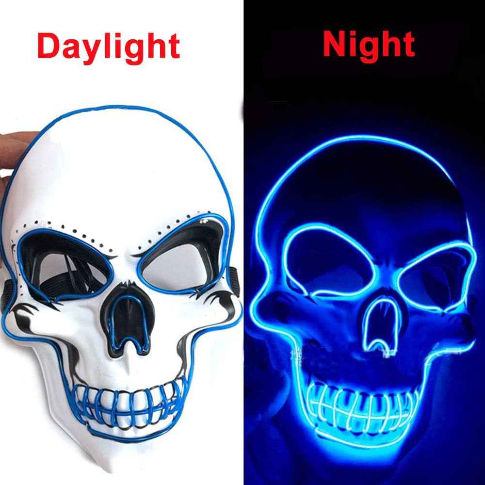 Halloween Mask LED Light up Costumes Scary Mask for Party Supplies Favor - BINZAAR