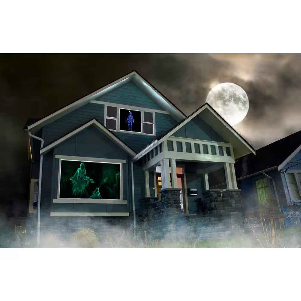 Spooky Halloween Hollusion Digital Decoration Kit Includes 8 Atmosfx Video Effects for Halloween 5.5 Ft. X 9 Ft. Screen - BINZAAR