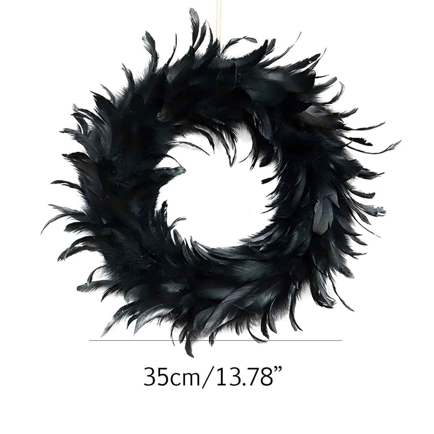 Halloween Door Wreath Black Feather Flower Wreath Wall Door Hanging Festival Party Decor Halloween Decorations - BINZAAR