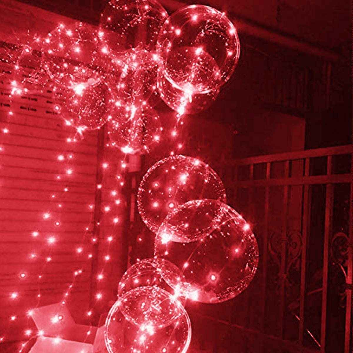 6/12Pcs LED Light up Balloons Transparent Bobo Balloon for Valentines Day Decor