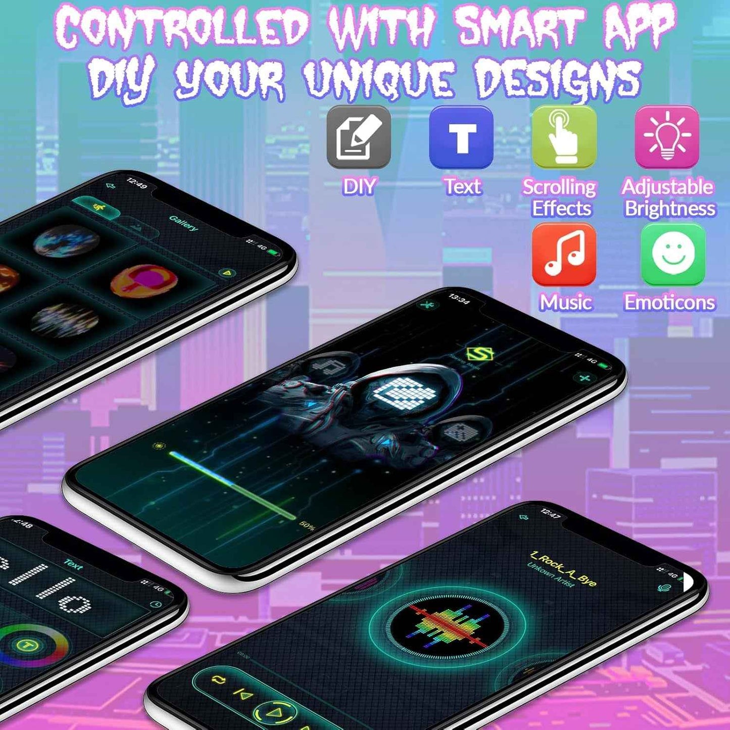 Programmable LED Mask-App Bluetooth Customizable Light-Up Face Mask for Festivals Parties Raves Cosplay Christmas Gift