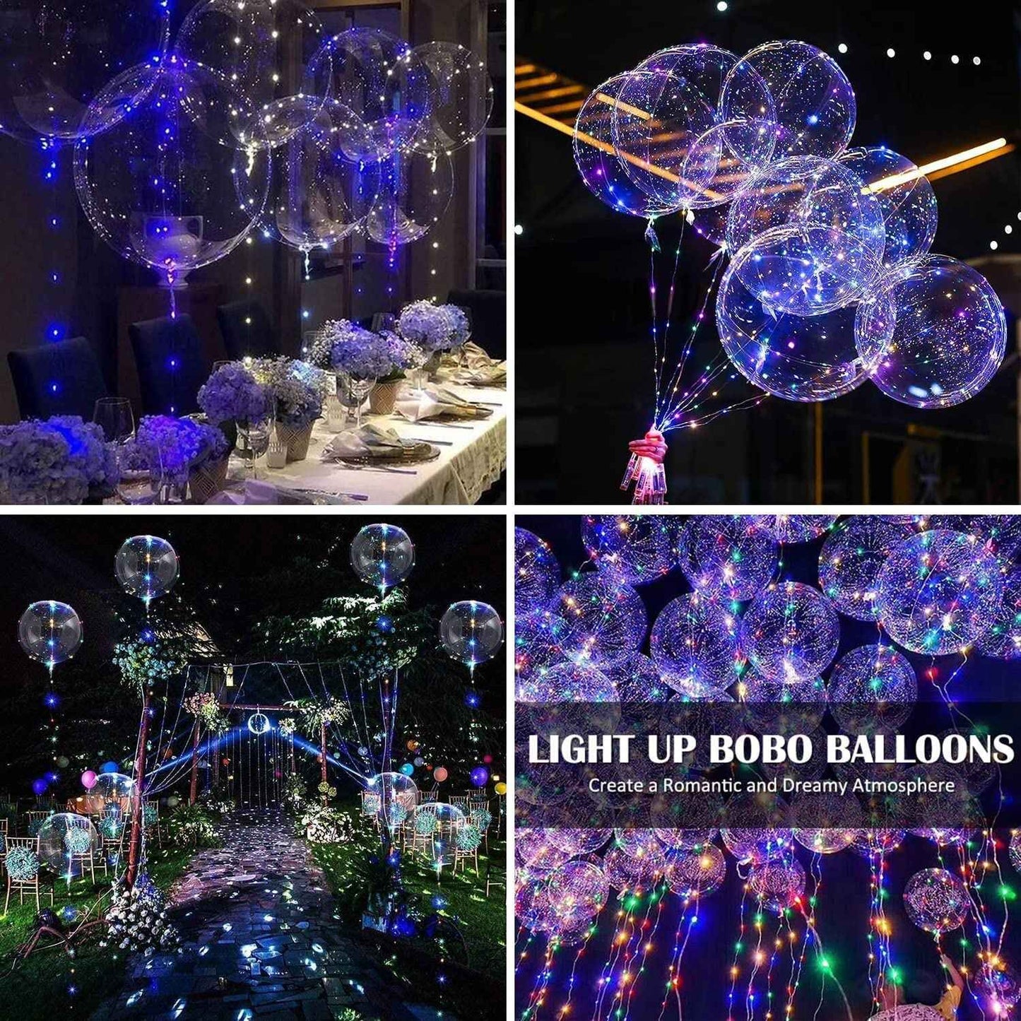 6/12Pcs LED Light up Balloons Transparent Bobo Balloon for Valentines Day Decor