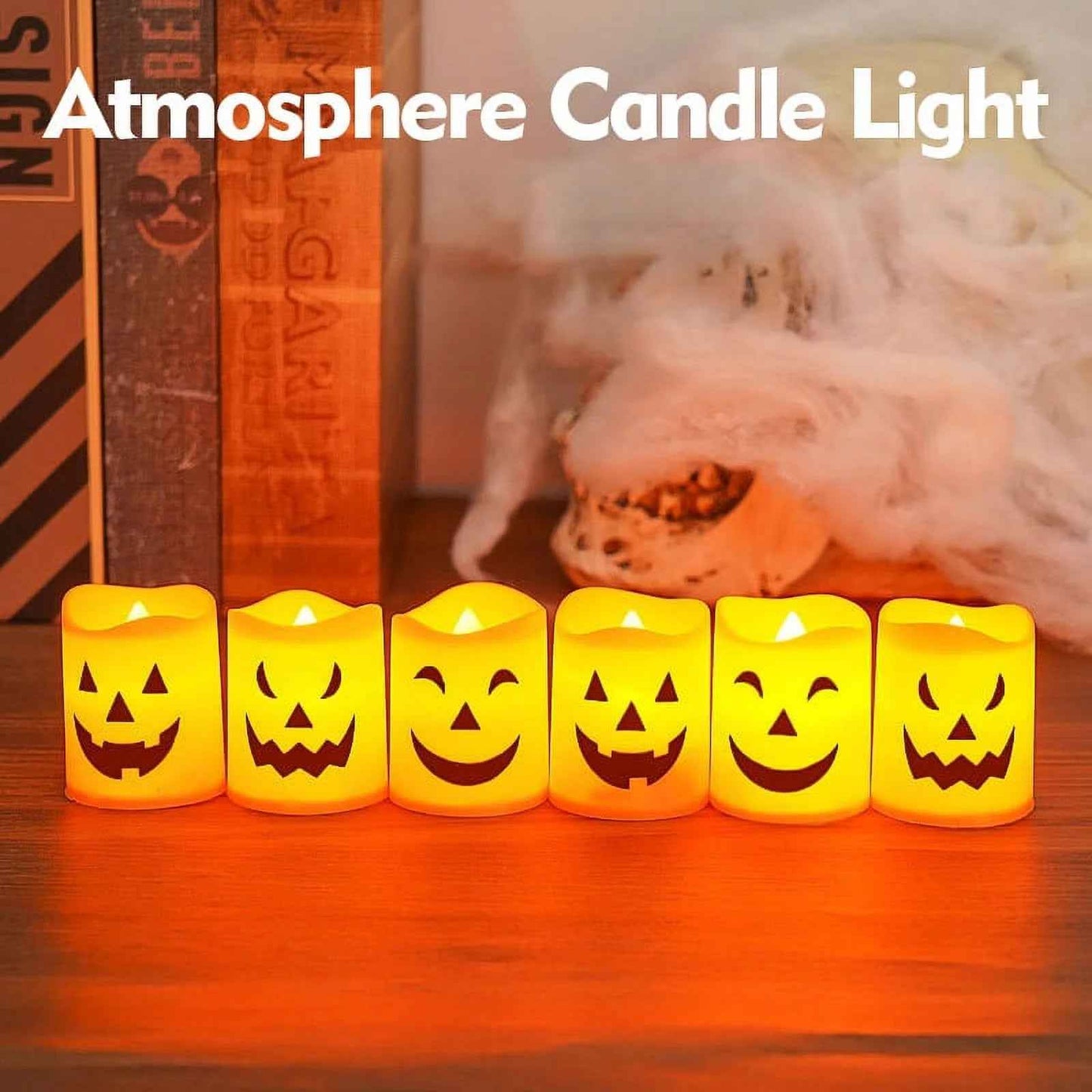 Halloween Flameless Candles, Battery Operated LED Flickering Battery Pillar Candles, Spooky Fall Halloween Festival Party Decoration for Indoor Halloween Decorations Home Halloween Decor, 6Pcs - BINZAAR