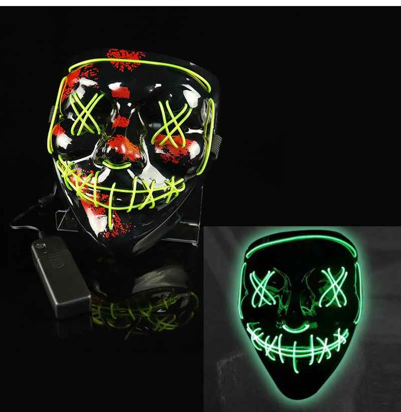 Shining Face Light Mask Scary Jester Humorous Killer - BINZAAR