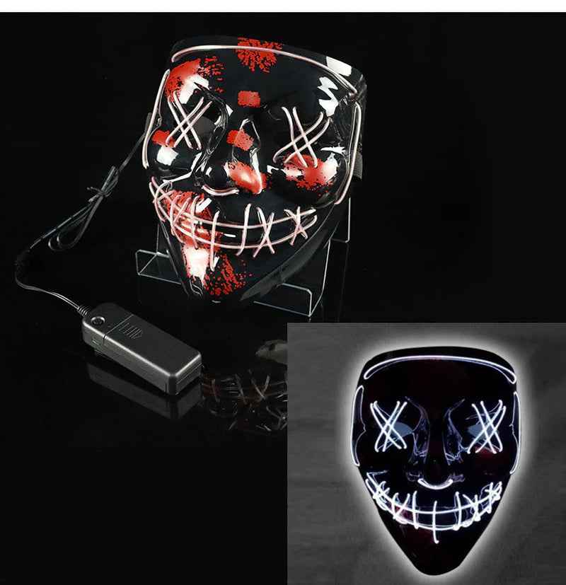 Shining Face Light Mask Scary Jester Humorous Killer - BINZAAR