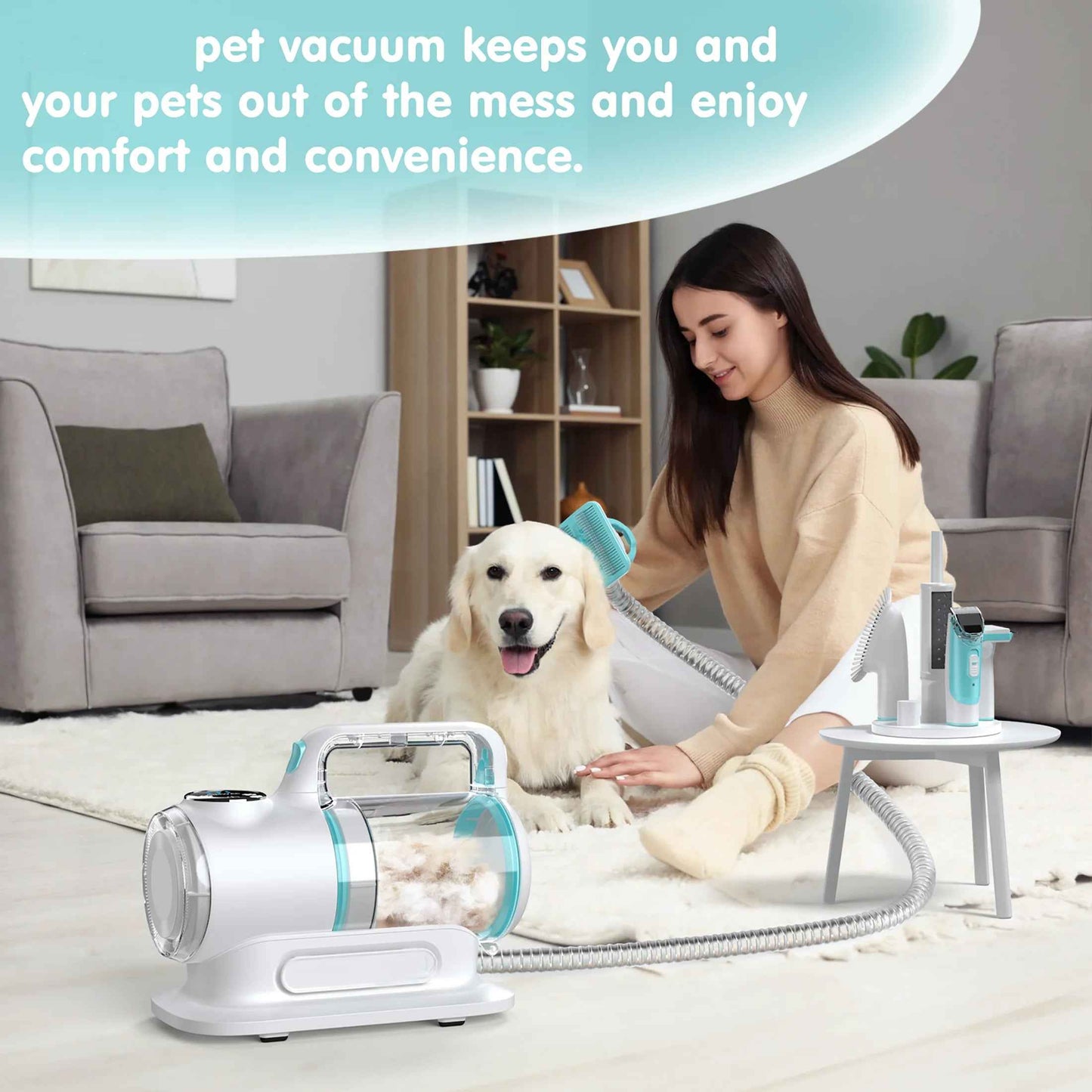 Professional 6-In-1 Dog Grooming Vacuum Kit - 11000PA High Suction & 1.5L Large Capacity | 99% Hair Removal with Complete Grooming Tools | High Suction Pet Vacuum for Professional Grooming - BINZAAR