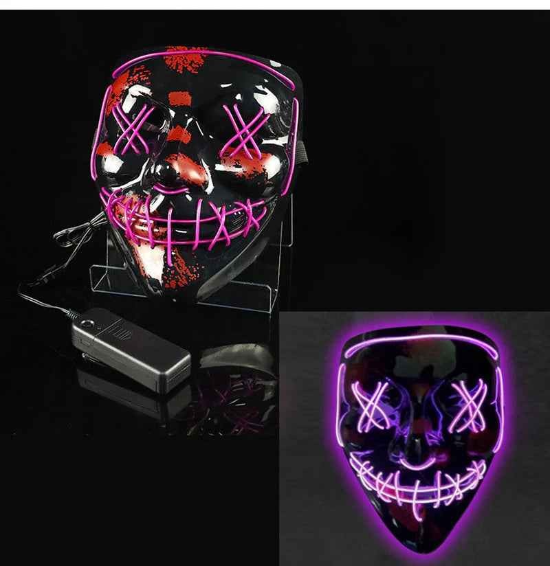Shining Face Light Mask Scary Jester Humorous Killer - BINZAAR