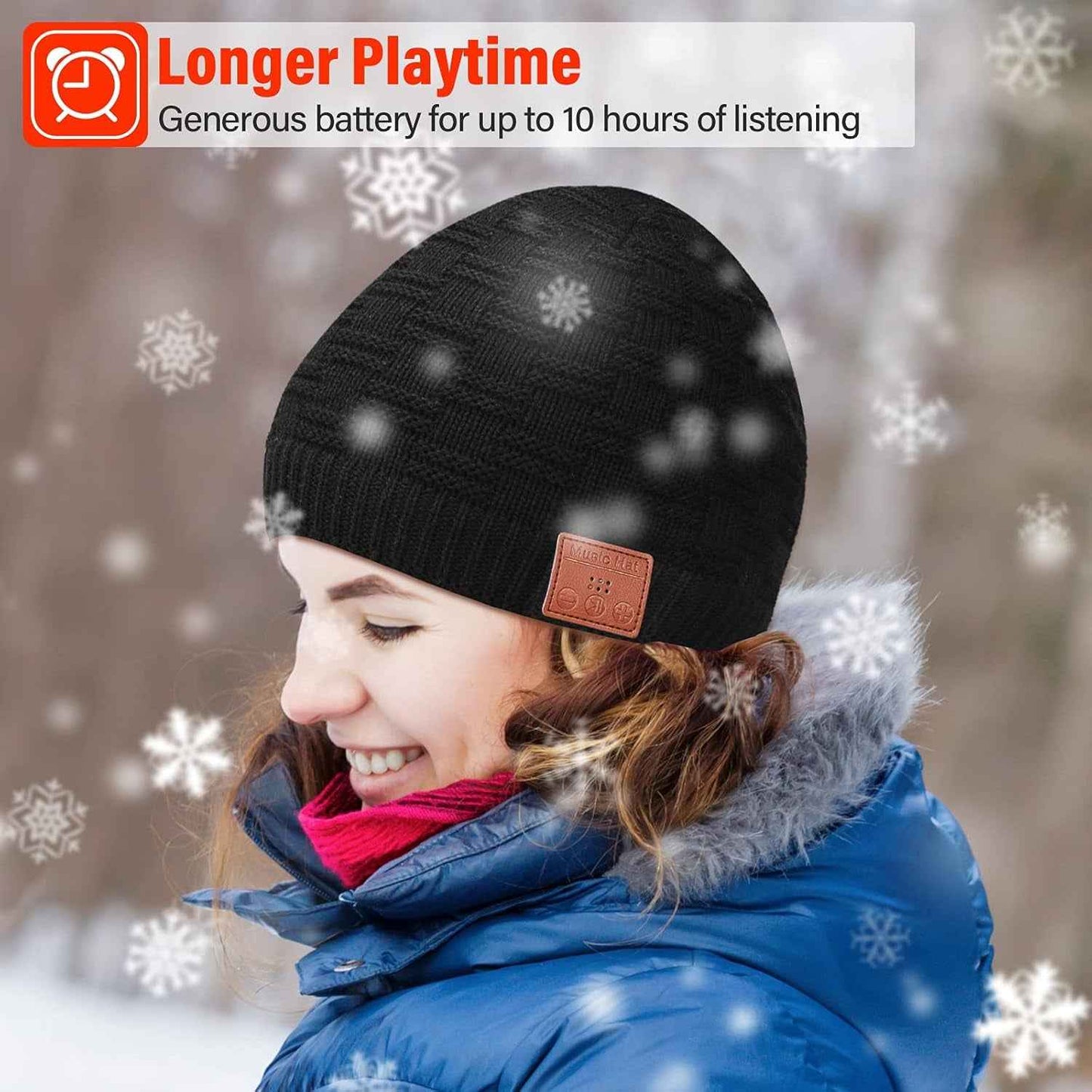 Wireless Beanie Hat with Wireless Headphones, Wireless Winter Hat Built-In HD Stereo Speakers, Wireless Music Cap for Outdoor