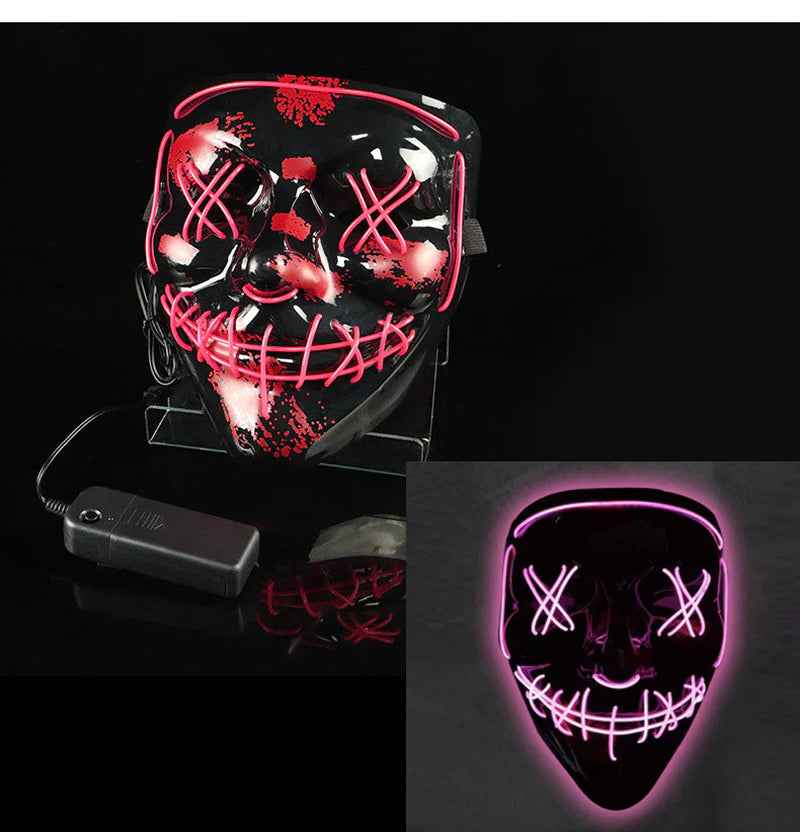Shining Face Light Mask Scary Jester Humorous Killer - BINZAAR