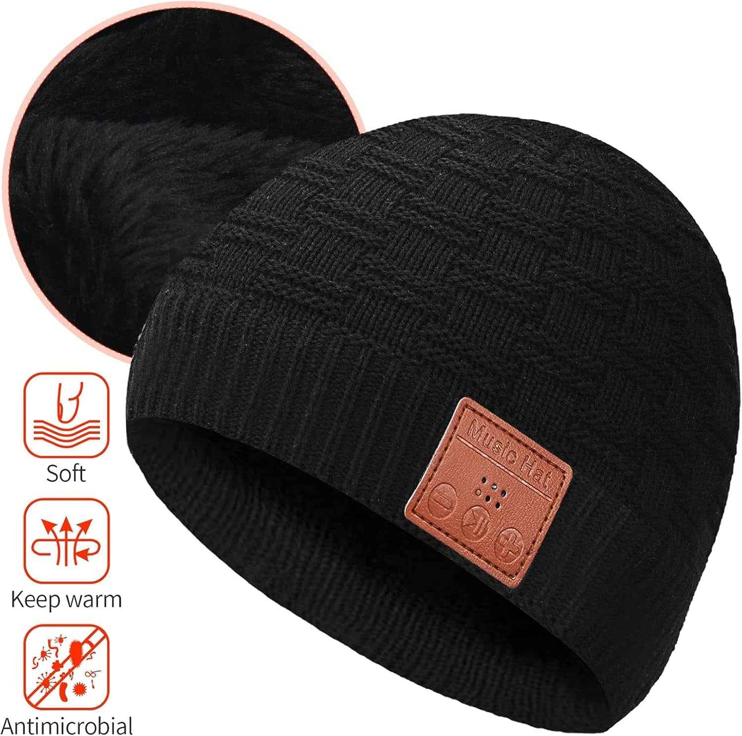 Wireless Beanie Hat with Wireless Headphones, Wireless Winter Hat Built-In HD Stereo Speakers, Wireless Music Cap for Outdoor