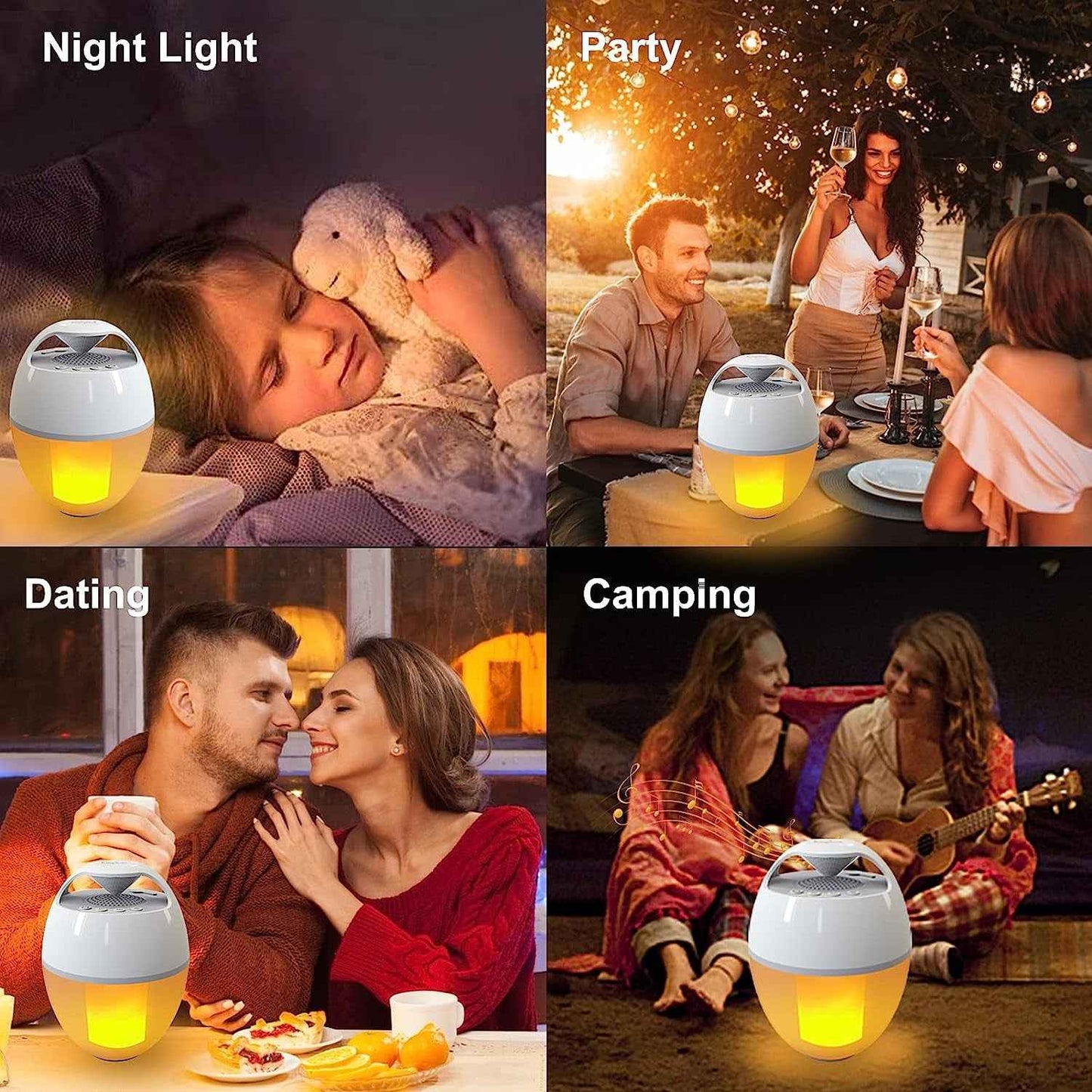 LED Flame Floating Bluetooth Speaker for Pool, IP68 Waterproof, Hot Tub with Rich Bass, HD Stereo Sound, Hands-Free Portable for Outdoor - BINZAAR