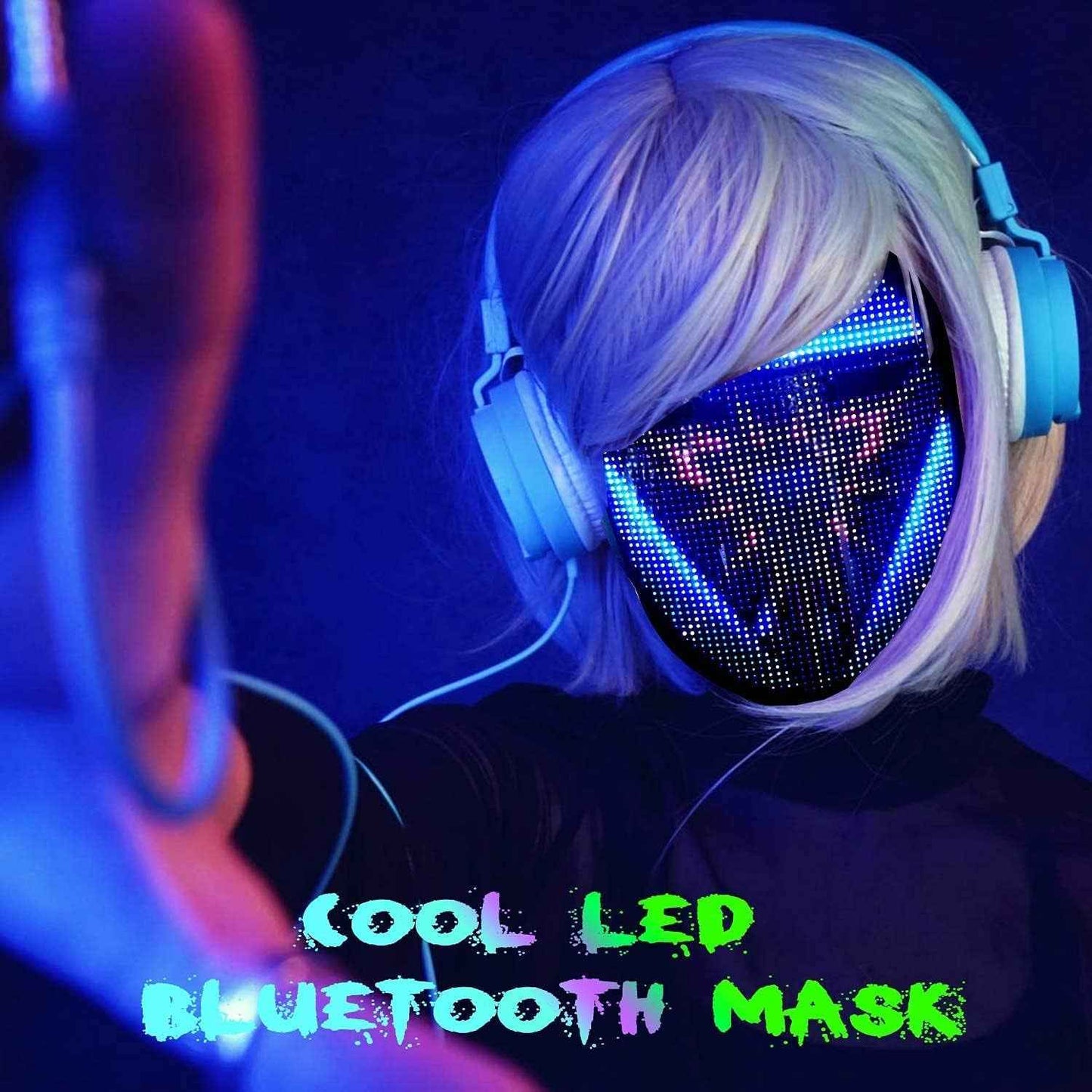 Led Light up Mask with Bluetooth Programmable,Digital Electronic Rave Shining Mask,Transforming Led Luminou Mask - BINZAAR