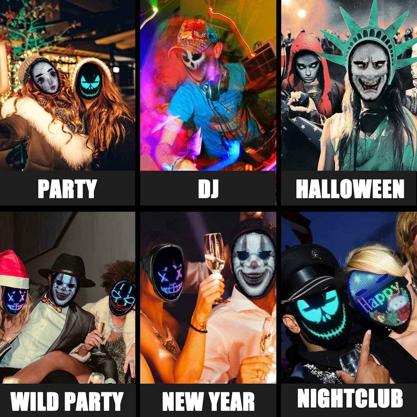 Led Light up Mask with Bluetooth Programmable,Digital Electronic Rave Shining Mask,Transforming Led Luminou Mask - BINZAAR