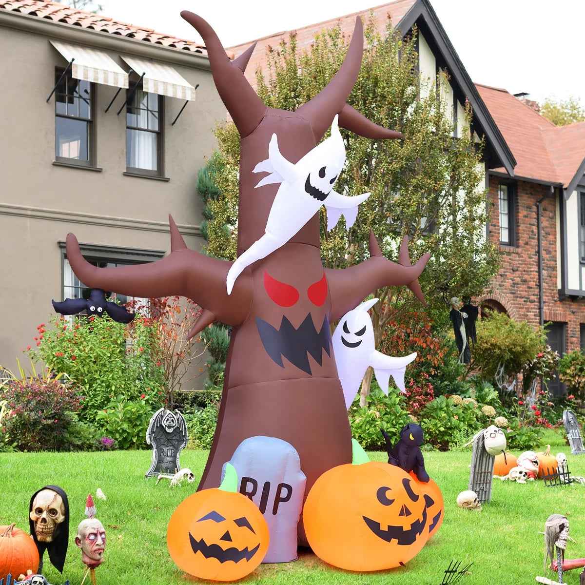 Halloween Inflatable 11.8 FT Inflatable Halloween Tree, Halloween Inflatable Tree Scary Halloween Blow up Tree with LED Lights, Outdoor Halloween Decorations Clearance for Halloween/Holiday - BINZAAR