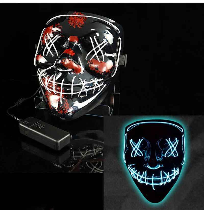 Shining Face Light Mask Scary Jester Humorous Killer - BINZAAR