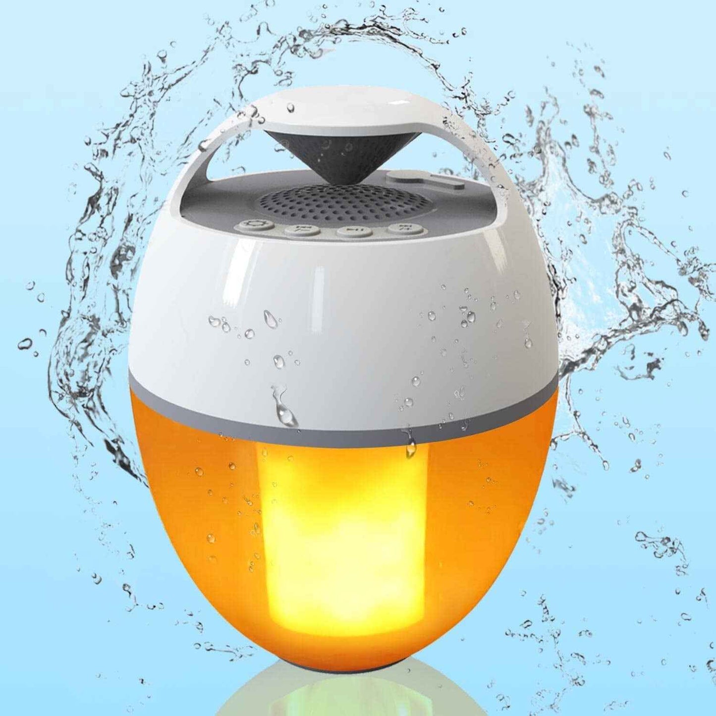 LED Flame Floating Bluetooth Speaker for Pool, IP68 Waterproof, Hot Tub with Rich Bass, HD Stereo Sound, Hands-Free Portable for Outdoor - BINZAAR