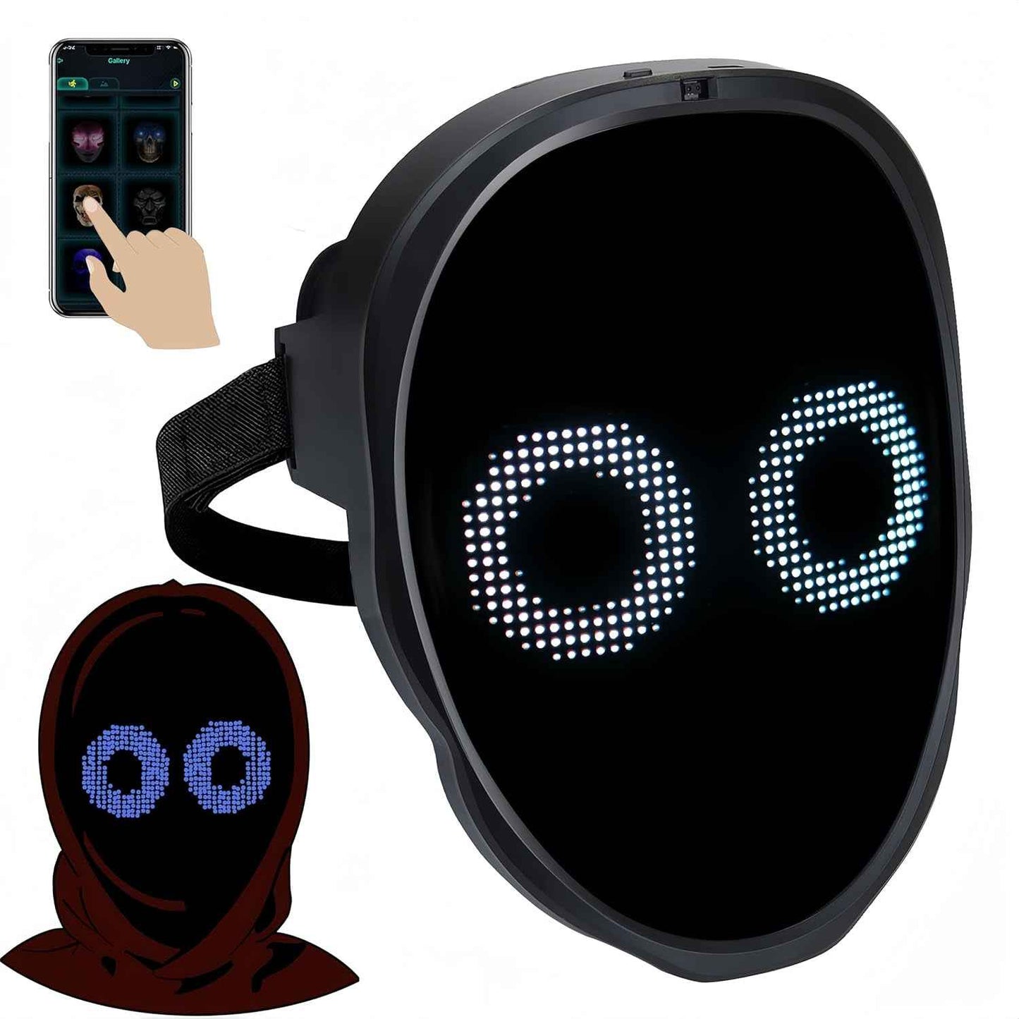 Programmable LED Mask-App Bluetooth Customizable Light-Up Face Mask for Festivals Parties Raves Cosplay Christmas Gift