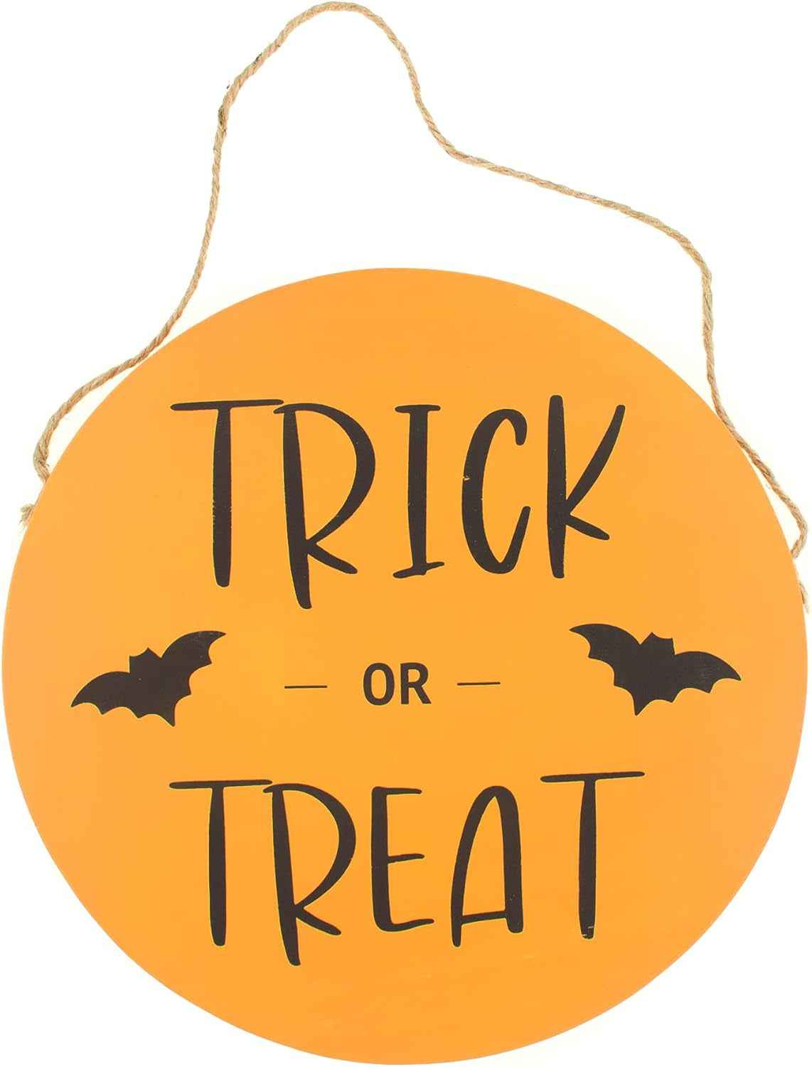 Halloween Hanging Door Sign, Orange and Black Trick or Treat, Gift, Wooden Wall Art Party Decoration (Trick or Treat) - BINZAAR
