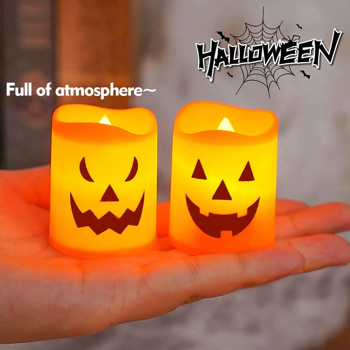 Halloween Flameless Candles, Battery Operated LED Flickering Battery Pillar Candles, Spooky Fall Halloween Festival Party Decoration for Indoor Halloween Decorations Home Halloween Decor, 6Pcs - BINZAAR