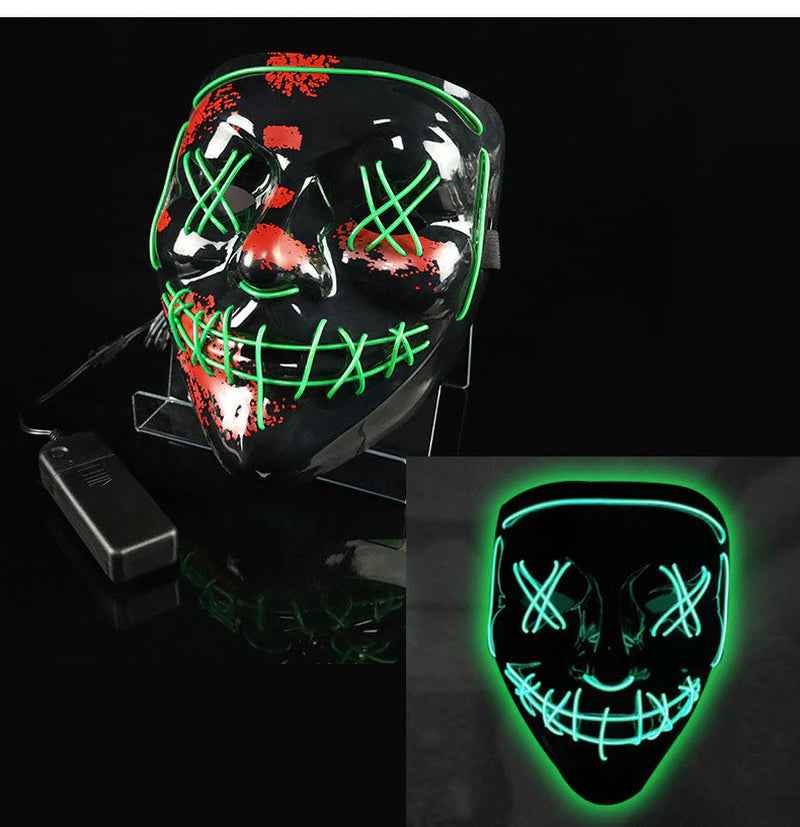 Shining Face Light Mask Scary Jester Humorous Killer - BINZAAR