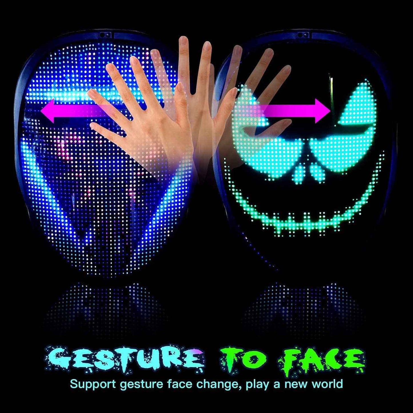 Led Light up Mask with Bluetooth Programmable,Digital Electronic Rave Shining Mask,Transforming Led Luminou Mask - BINZAAR