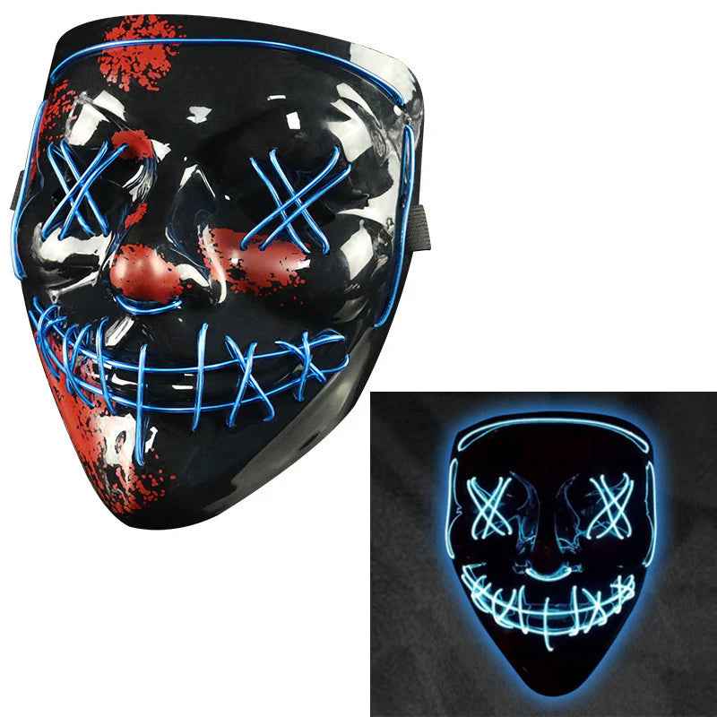 Shining Face Light Mask Scary Jester Humorous Killer - BINZAAR