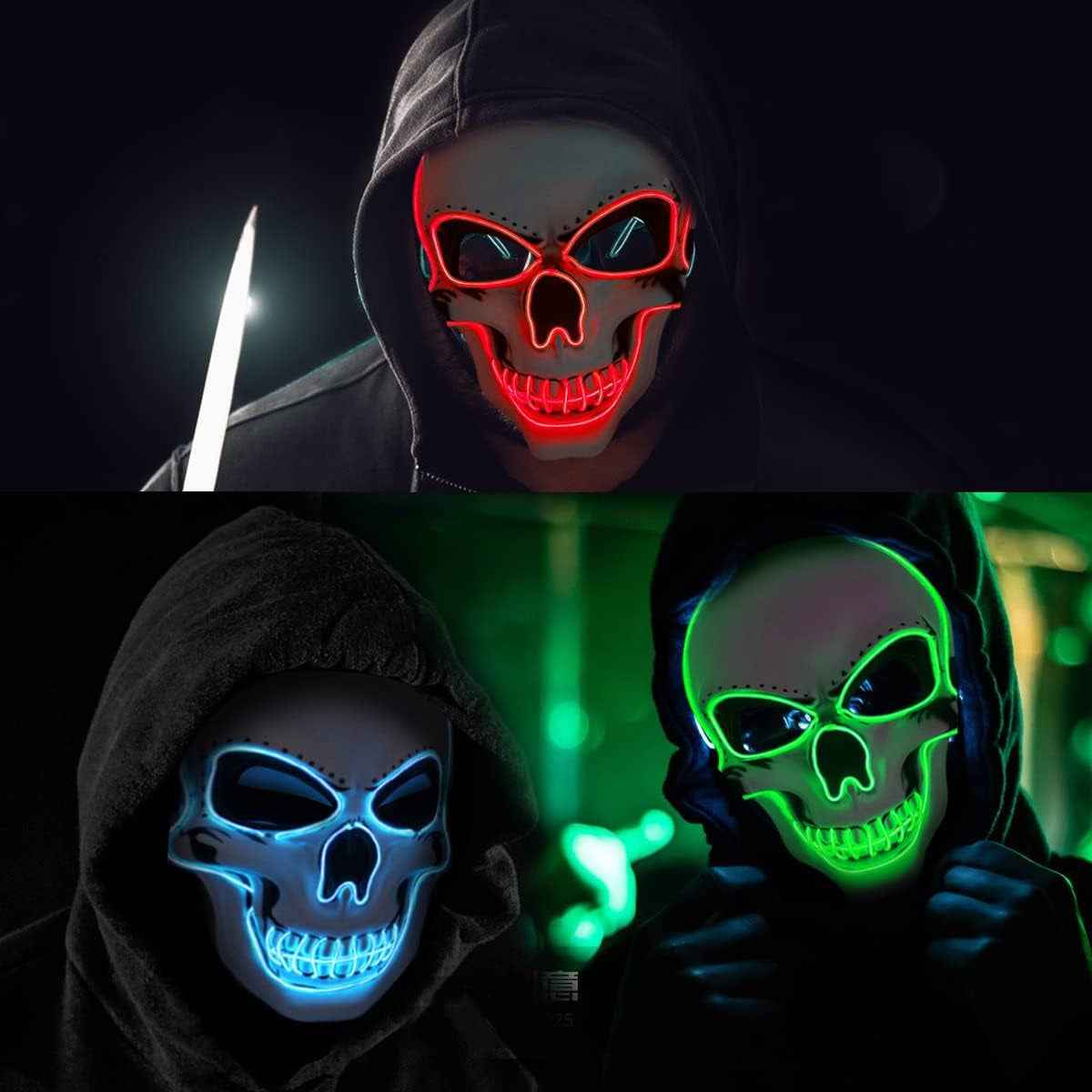Halloween Mask LED Light up Costumes Scary Mask for Party Supplies Favor - BINZAAR