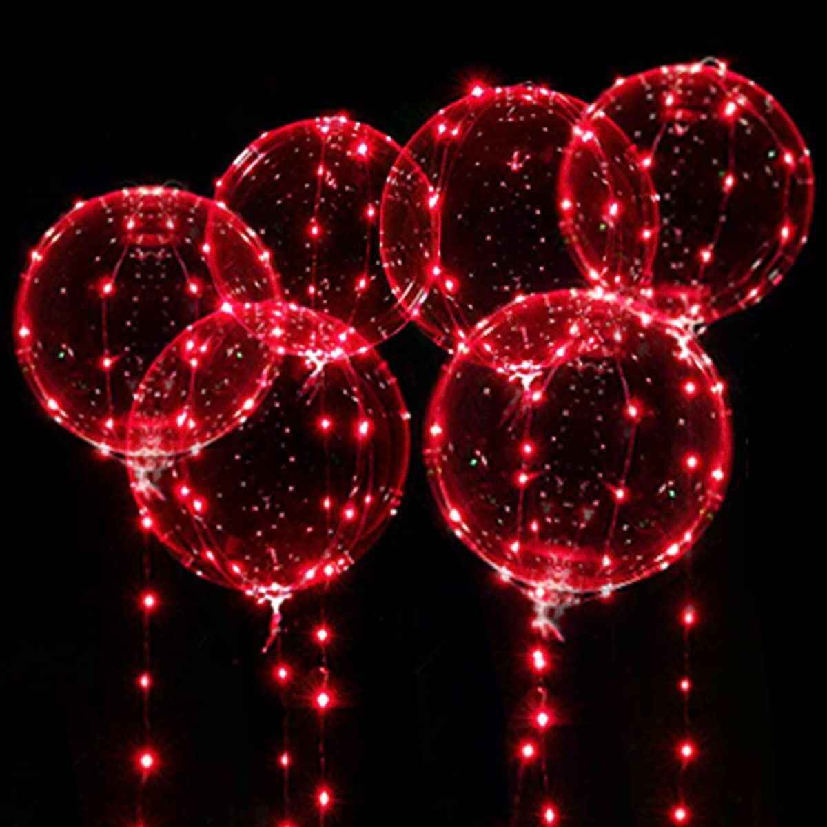 6/12Pcs LED Light up Balloons Transparent Bobo Balloon for Valentines Day Decor
