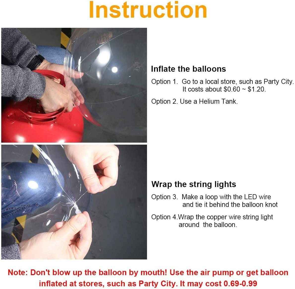 6/12Pcs LED Light up Balloons Transparent Bobo Balloon for Valentines Day Decor
