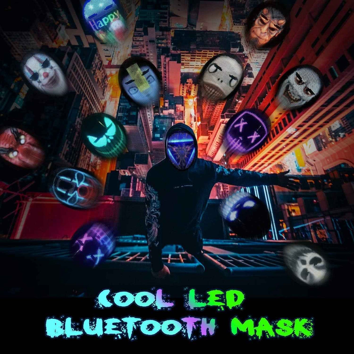 Led Light up Mask with Bluetooth Programmable,Digital Electronic Rave Shining Mask,Transforming Led Luminou Mask - BINZAAR