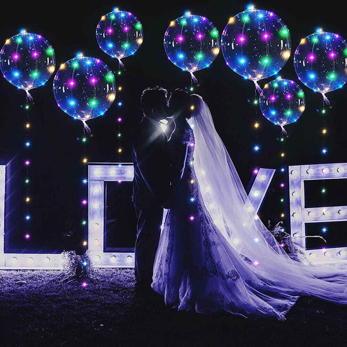 6/12Pcs LED Light up Balloons Transparent Bobo Balloon for Valentines Day Decor