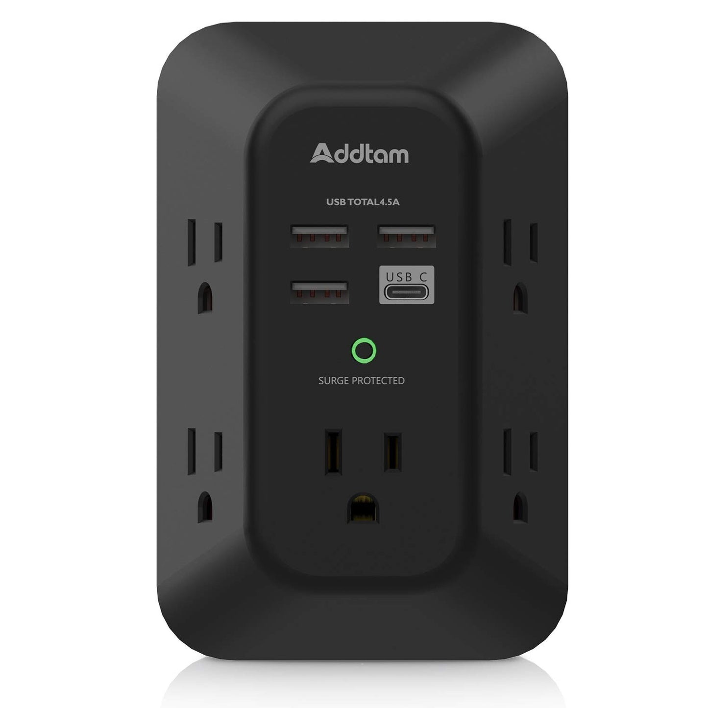 USB Wall Charger Surge Protector - 5 Outlet Extender with 4 USB Charging Ports - BINZAAR
