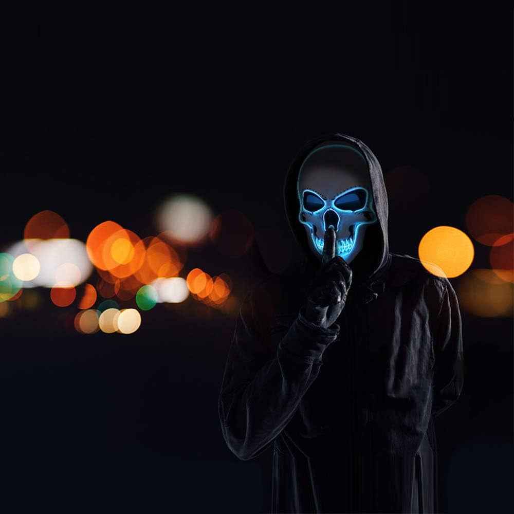 Halloween Mask LED Light up Costumes Scary Mask for Party Supplies Favor - BINZAAR