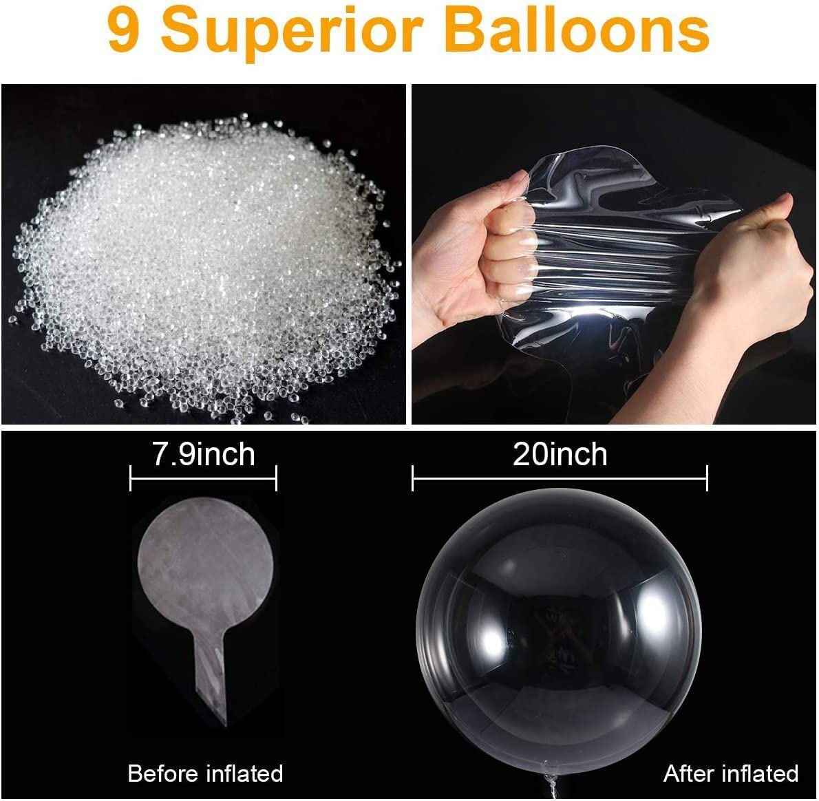 6/12Pcs LED Light up Balloons Transparent Bobo Balloon for Valentines Day Decor