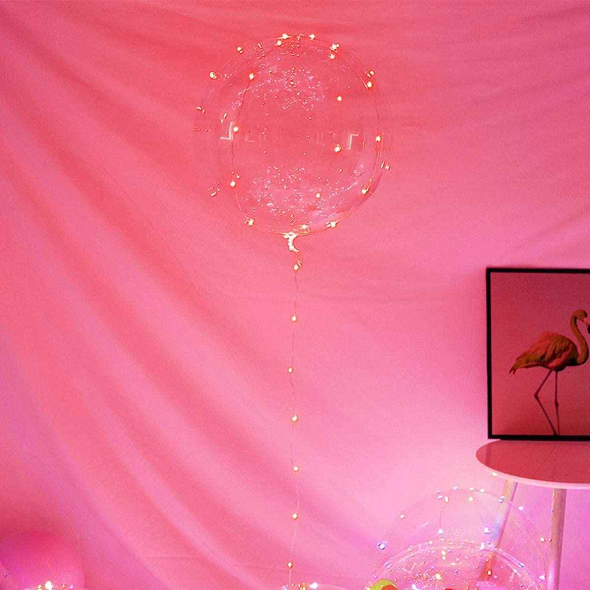 6/12Pcs LED Light up Balloons Transparent Bobo Balloon for Valentines Day Decor