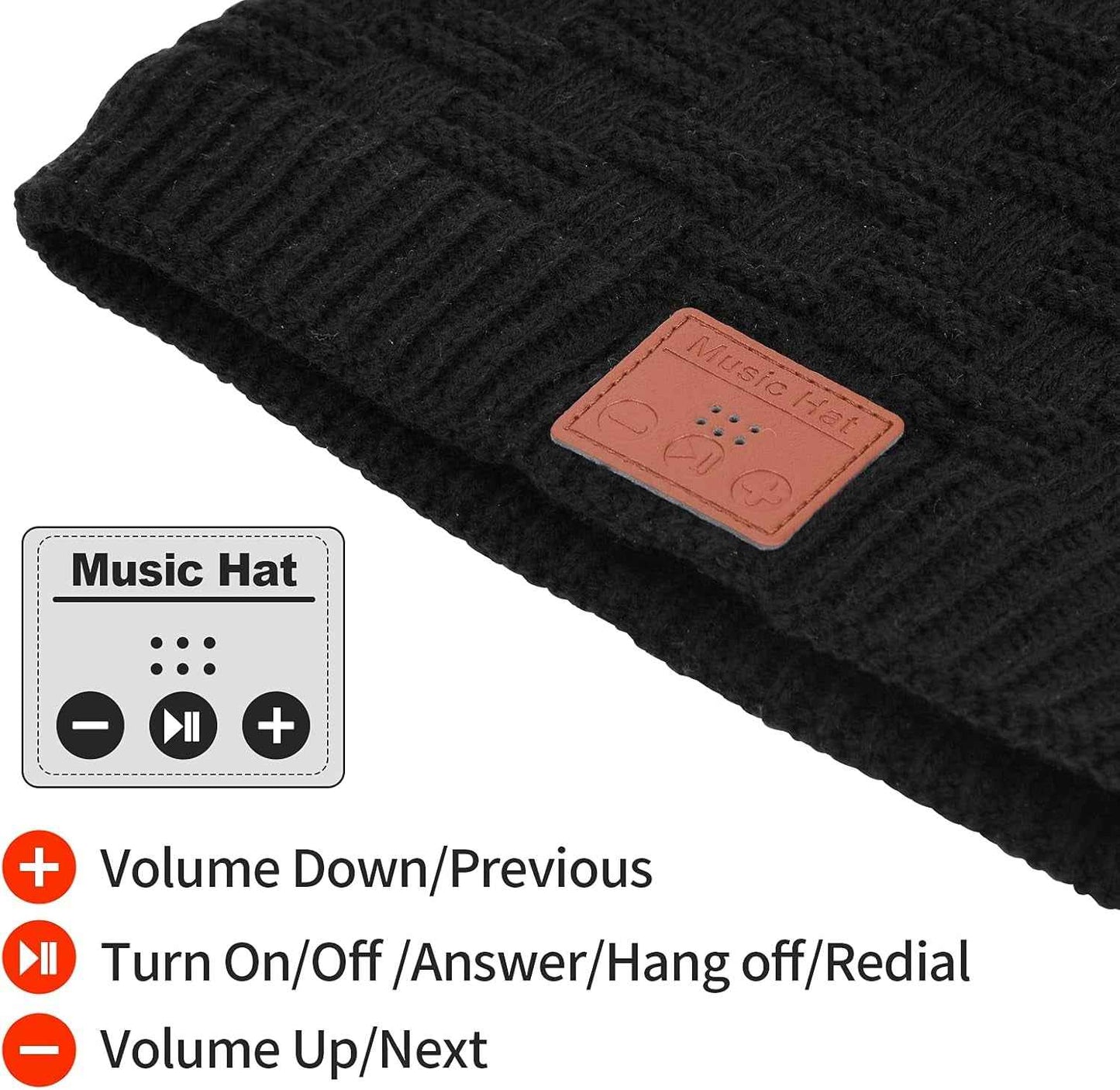 Wireless Beanie Hat with Wireless Headphones, Wireless Winter Hat Built-In HD Stereo Speakers, Wireless Music Cap for Outdoor