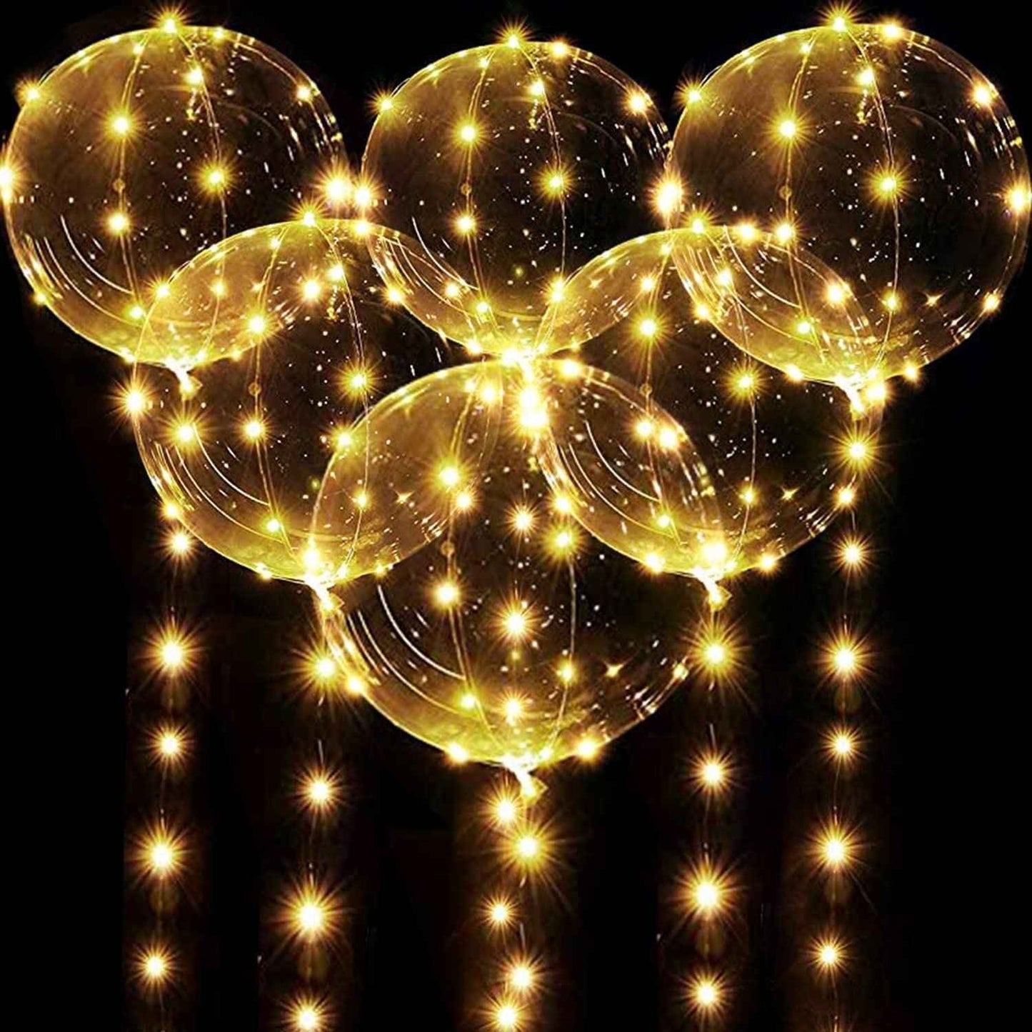 6/12Pcs LED Light up Balloons Transparent Bobo Balloon for Valentines Day Decor