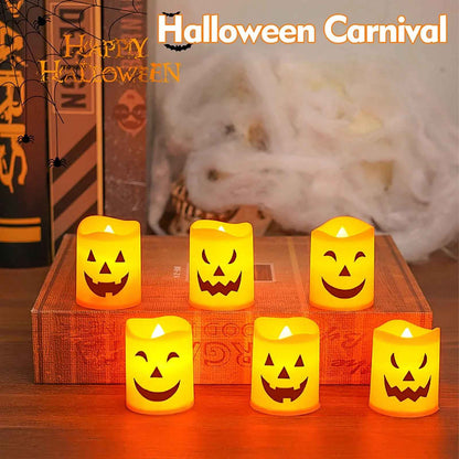 Halloween Flameless Candles, Battery Operated LED Flickering Battery Pillar Candles, Spooky Fall Halloween Festival Party Decoration for Indoor Halloween Decorations Home Halloween Decor, 6Pcs - BINZAAR