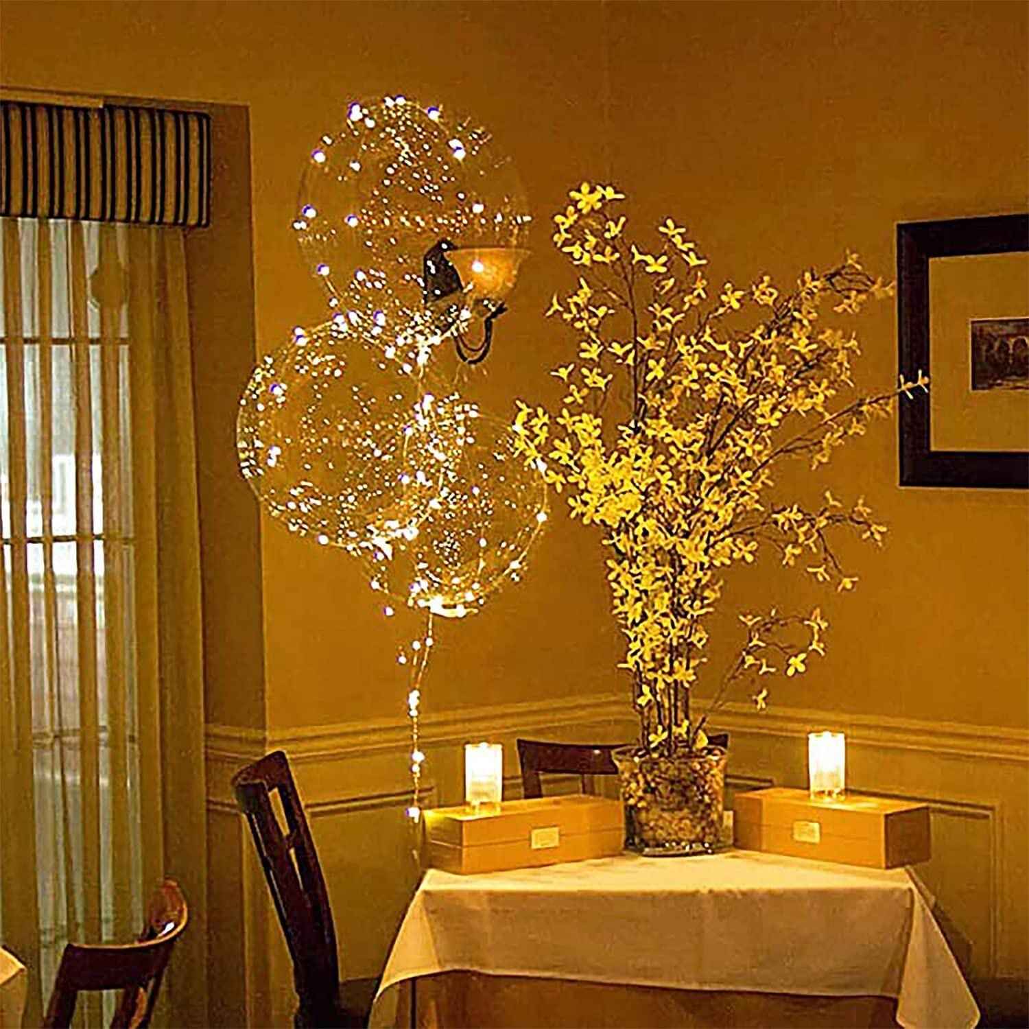 6/12Pcs LED Light up Balloons Transparent Bobo Balloon for Valentines Day Decor