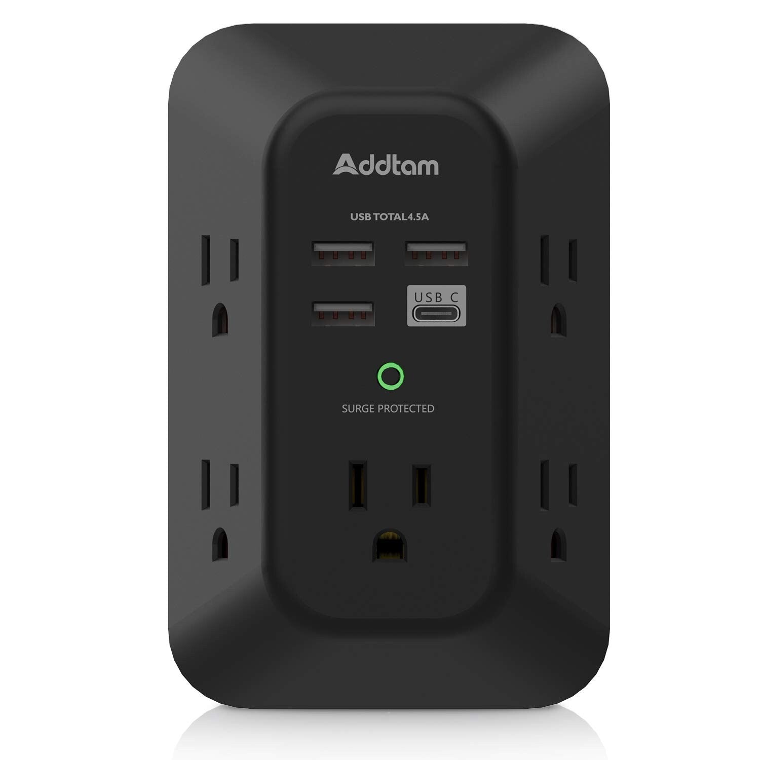 USB Wall Charger Surge Protector - 5 Outlet Extender with 4 USB Charging Ports - BINZAAR