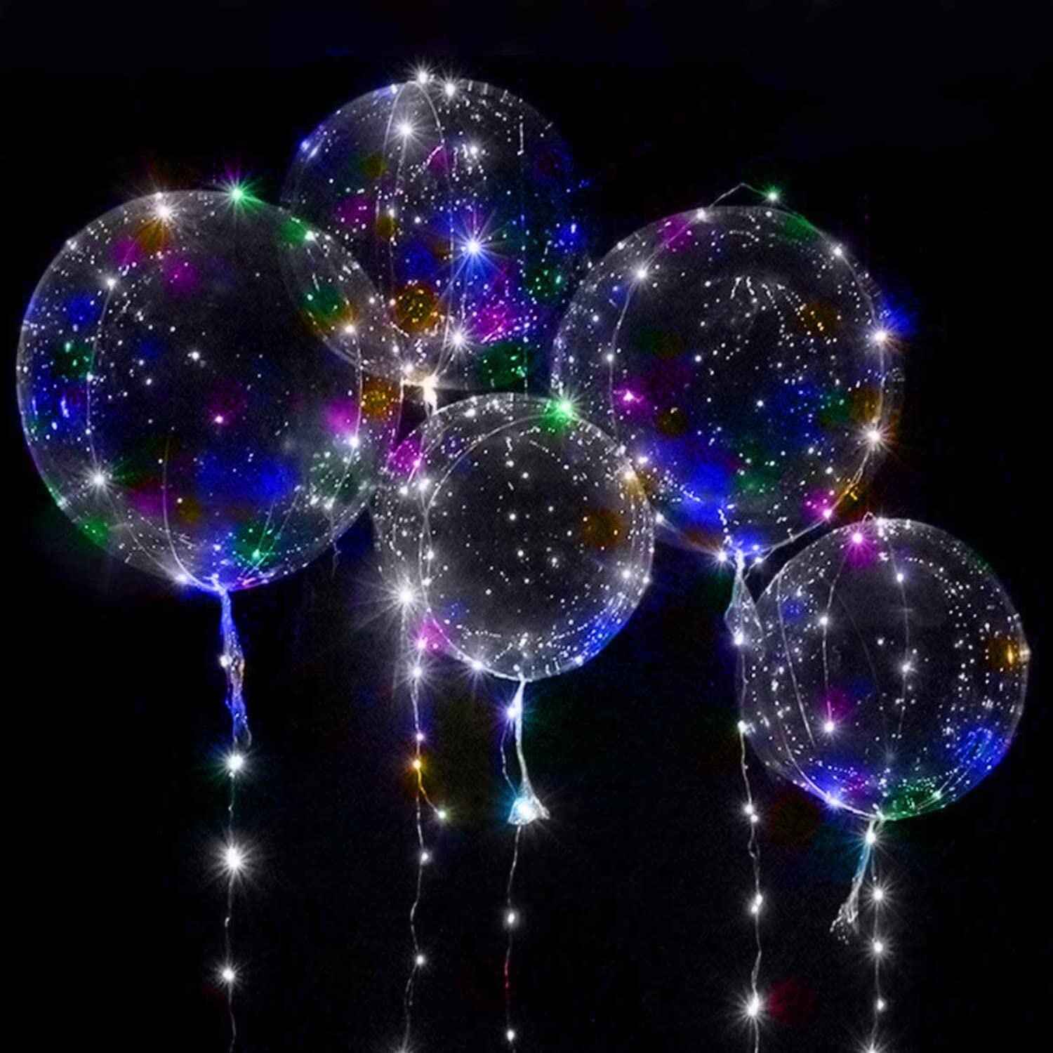 6/12Pcs LED Light up Balloons Transparent Bobo Balloon for Valentines Day Decor