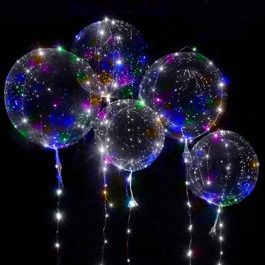 6/12Pcs LED Light up Balloons Transparent Bobo Balloon for Valentines Day Decor