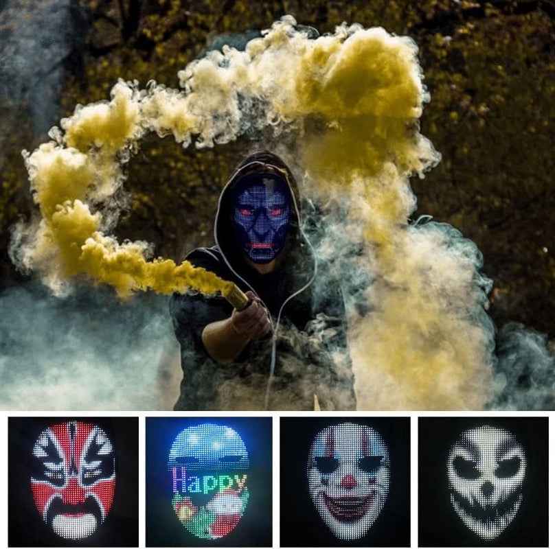 Programmable LED Mask-App Bluetooth Customizable Light-Up Face Mask for Festivals Parties Raves Cosplay Christmas Gift
