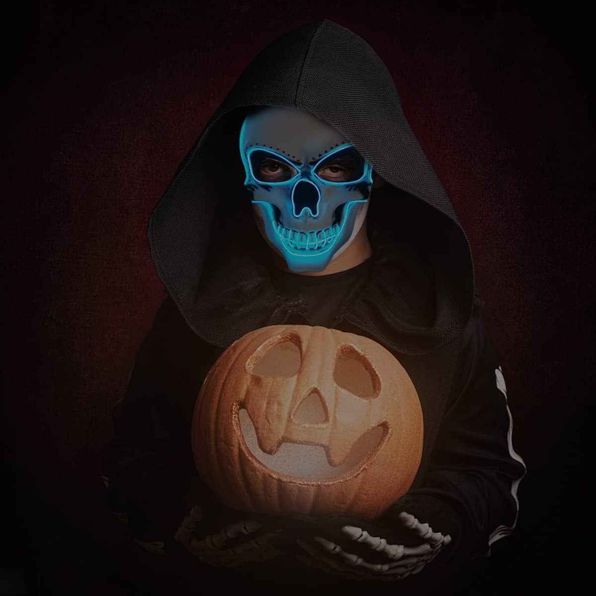 Halloween Mask LED Light up Costumes Scary Mask for Party Supplies Favor - BINZAAR